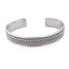 Treasure Bay Womens Solid 925 Sterling Silver Bangle Bracelet Raised Chain Pattern