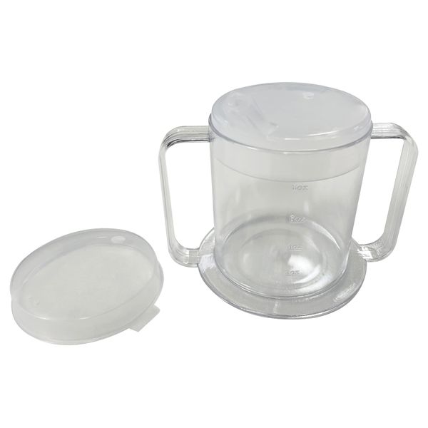 2-Handle Adult Sippy Cup Wide Base Mug with Transparent 2 Style Lids Lightweight Drinking Cup with Easy-to-Grasp Handles for Hot and Cold Beverages Spill-Resistant Prevents Tipping Beakers for Elderly