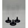 10 x Two Piece Plastic Champagne Flutes Glasses Black Base - 150ml