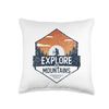 Explore The Mountains Outdoors Nature Hiking with Backpack Throw Pillow