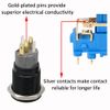 ESUPPORT 16mm 12V 3A Car Green LED Light Angel Eye Metal Push Button Toggle Switch Socket Plug Latching Black Shell