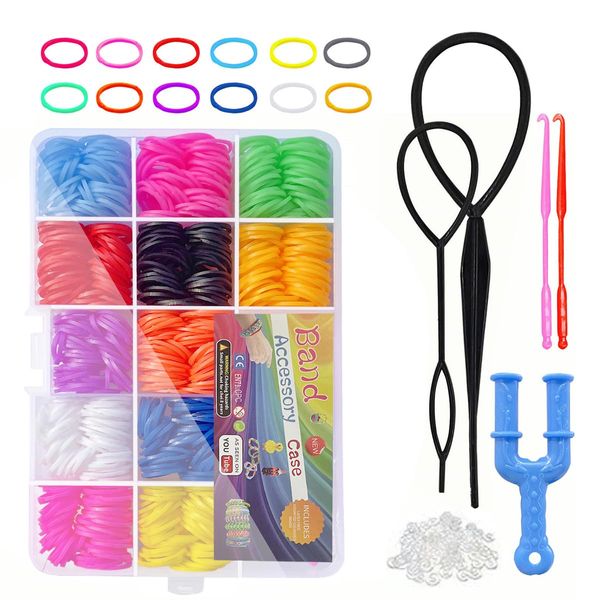 Mini Hair Bands Rubber Bands with Organizer Box, Soft Small Girl Hair Ties, Colorful Baby Rubber Bands Set Hair Tail Tools and Rat Tail Comb for Kid Toddlers, Perfect for Braids, Ponytails Hairstyling