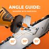 Sharp Pebble Electric Chainsaw Sharpener Kit - Comes with Chain Saw Sharpener Tool, 4 File Size Diamond Sharpening Wheels, Angle Attachment, Wrench & eBook.