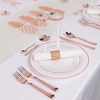 Rose Gold Plastic Dinner and Salad Plates, Cups, Silverware, New Elegant Design