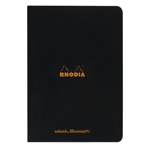 RHODIA 119166C - Black Piqué Notebook - A4 - Dot Dot - 96 pages - White Clairefontaine Paper 80 g/m - Soft, resistant and waterproof coated card cover - Classic