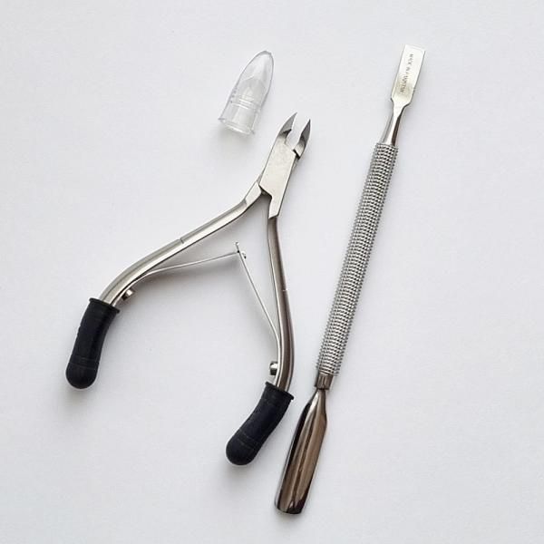 Educational self-nail nail cuticle care nipper + pusher + grip set cuticle removal file organizing tool care ingrown toenail care