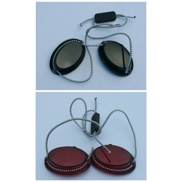 Solarium Schutzbrille rot UV Brille Solariumbrille mit Gummizug 1 X grün + 1 X rot - By Beauty & Legwear Store
