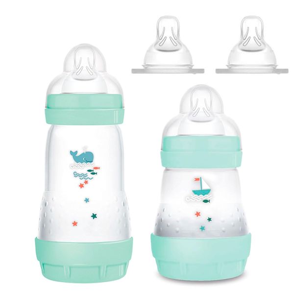 MAM Anti Colic Bottle 160 ml & 260 ml // Includes Teat Size 1 & 2 // Boy Mix // Set of 2