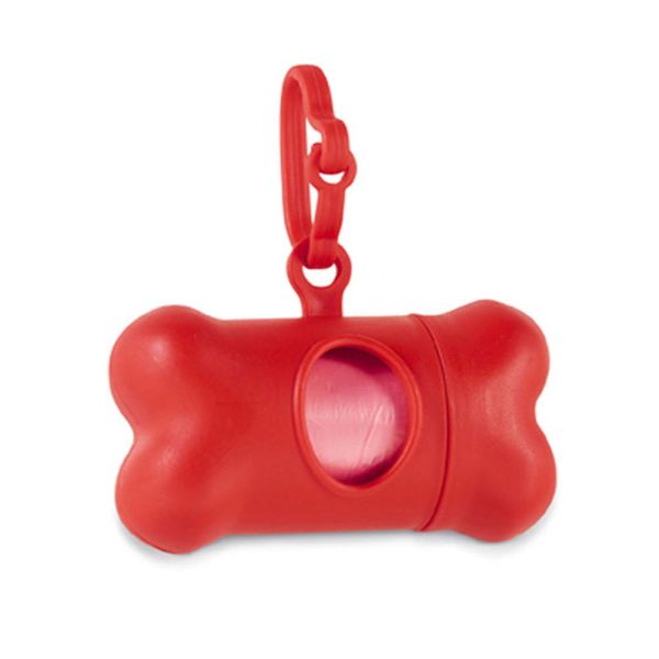 eBuyGB Bone Shaped Pet Waste Bag Holder Dispenser, Plastic, Red