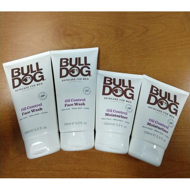 4 Pack: Bulldog Oil Control (2) Face Wash 5 oz. & (2) Moisturizer 3.3 oz.  - E7D