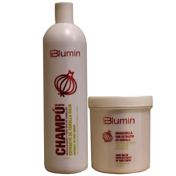 Blumin Shampoo 1000ml + Mask 700ml with Extract of Red Onion (NO RESIDUAL ODOUR)