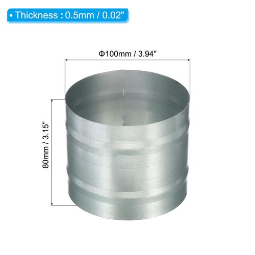 PATIKIL 100mm Duct Connector Metal Duct Fitting Vent Fitting Dryer Pipe Fitting Hose Extension Connector for HVAC Exhaust Fan Vent System