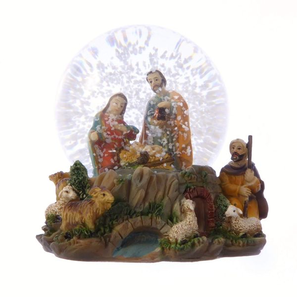 Christmas Nativity scene snow globe gift waterball 10cm Holy Family Jesus shepherd ornament