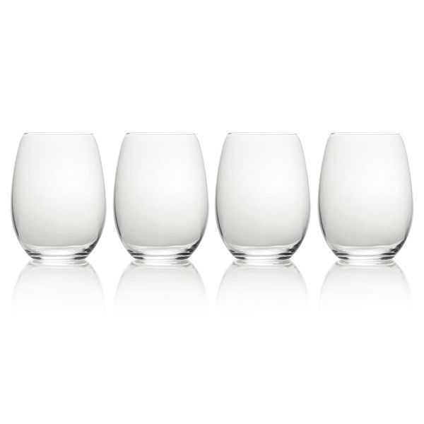 Mikasa Julie Luxury Lead-Free Crystal Stemless Wine Glasses, 560 ml, Clear, Set of 4