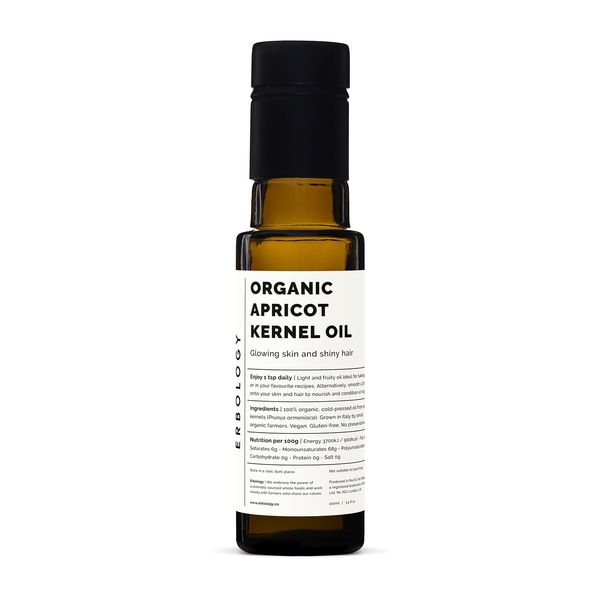 100% Organic Apricot Kernel Oil 100ml - Cold-Pressed - Premium Quality - Skin Health and Gut Health - Straight from Farm in Italy - Non-GMO - No Additives or Preservatives - Recyclable Glass Bottle