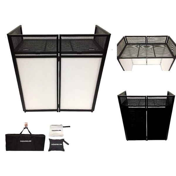 DJ Event Facade White/Black Scrim Metal Frame Booth + 20" x 40" Flat Table Top Includes Both White and Black Panels + Carrying Cases!