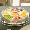 Round Divided Serving Tray Platter With Lid & Handle Storage Container 11"
