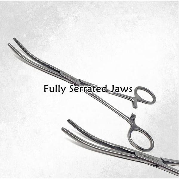 GERMAN ROCHESTER PEAN FORCEPS 8" SERRATED CURVED VETERINARY SURGICAL INSTRUMENT