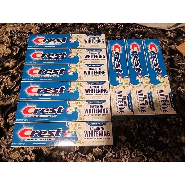 9 CREST PLUS Complete ADVANCED WHITENING TOOTHPASTE CLEAN MINT 7.2 OZ EA 01/2026