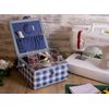 Hobby Gift Sewing Box, Medium, Square, Embroidered Lid, Wild Floral Plaid