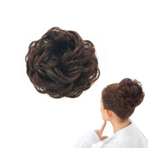 YFFSFDC Bun Wig, Kimono Dress, Chignon, Partial Wig, Hair Extension, Volume-Up, Hair Ornament, Women's Point Wig, Perfect Hairstyle, Easy to Wear, Natural Feeling (Dark Brown)