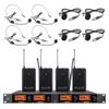 Pro Audio 4 Channel Wireless Microphone System UHF  4 Lavalier Bodypacks Headset