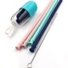 12 Pcs Reusable Collapsible Portable Silicone Straws Eco-Friendly