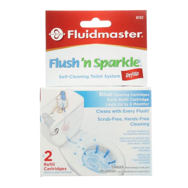 Fluidmaster 8102P8 Flush 'n Sparkle Automatic Toilet Bowl Cleaning System Refills, Blue 2-Pack, Upgraded Version