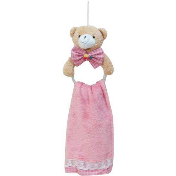 Kawahata 1712TAR002 Towel Hanger, Towel Hook, Towel Rack, Towel Included, Bear, Pink