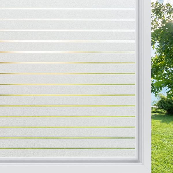 Rabbitgoo Window Glass Blindfold Film, Window Film, Stripe, Window Film, UV Protection, Condensation Prevention, Insulation, Shatterproof, Easy to Apply with Water, Peel Off Without Traces, Gaze Gaze