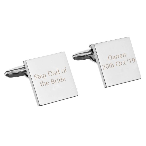 Custom Personalised Laser Engraved Square Any Role Cufflinks. Wedding Accessories For Him.