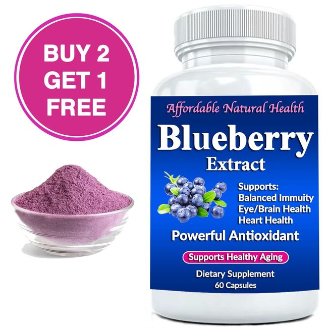 Wild Blueberry Extract Whole Fruit 10,000 mg Strength NON-GMO/Gluten 60 Count