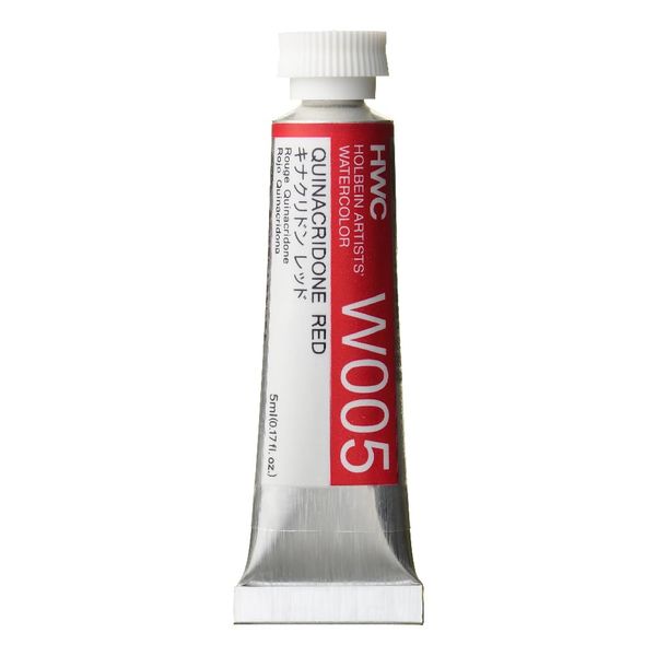 Holbein W005 Transparent Watercolor Paint, Quinacridone Red, 0.16 fl oz (5 ml) (No.2), 003005