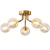 Sputnik Light Fixture Gold Flush,5 Lights Semi Flush Mount Ceiling Light Globe