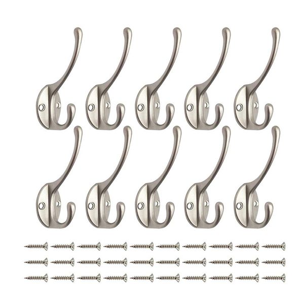 Bosdontek 10 Pcs Modern Coat Hooks Wall Hooks Clothes Hat Hooks Robe Hooks Wall Mounted Hook for Aisle Entryway Garage