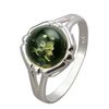 Sterling Silver and Baltic Green Amber Ring "Clara" size: 9.5