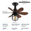 20IN Socket Fan Light with Remote Screw in Ceiling Fan in Light E26 bulb Black
