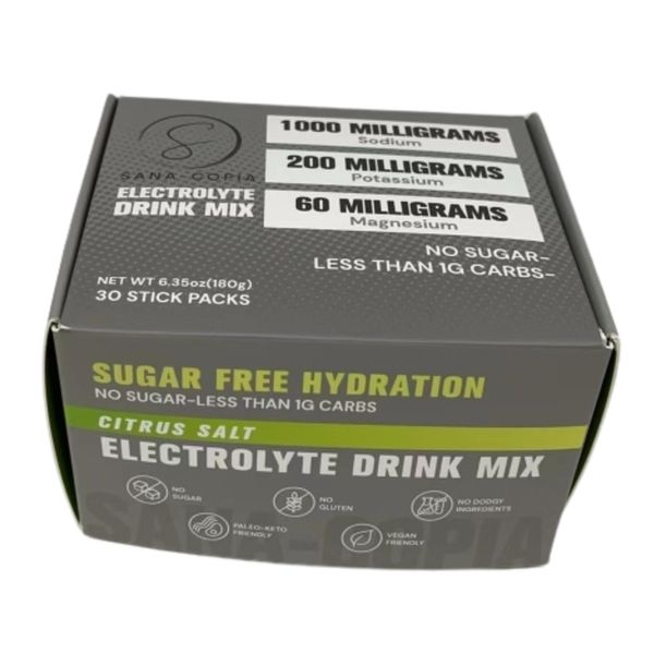 Electrolyte Drink Mix - Zero Sugar | Fresh Lemon-Lime Citrus Salt | Hydration Powder | 30 Single-Serve Packets