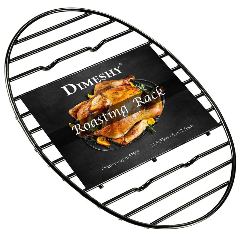 DIMESHY Roasting Rack, Black with Integrated Feet, Enamel Finished ...