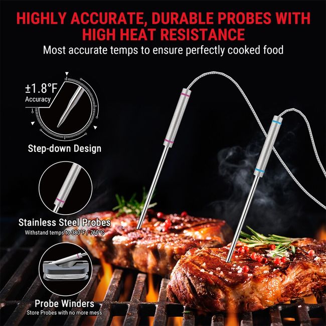 ThermoPro 4 Probe Digital Meat Thermometer with Timer and HIGH/LOW