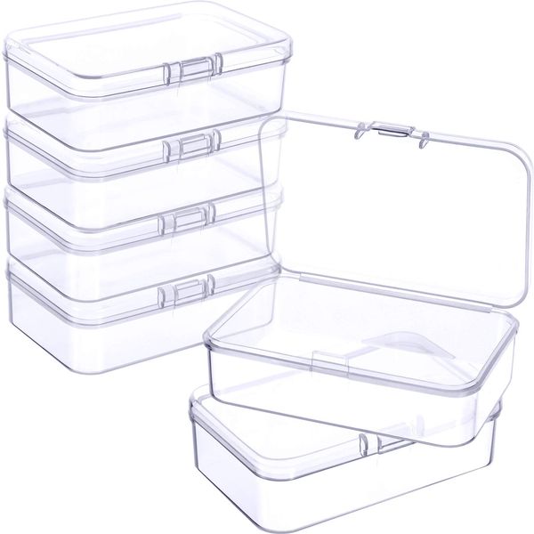 6 Pieces Mini Plastic Clear Beads Storage Containers Box for Collecting Small Items, Beads, Jewelry, Business Cards, Game Pieces, Crafts (3.27 x 2.13 x 1.02 Inch)