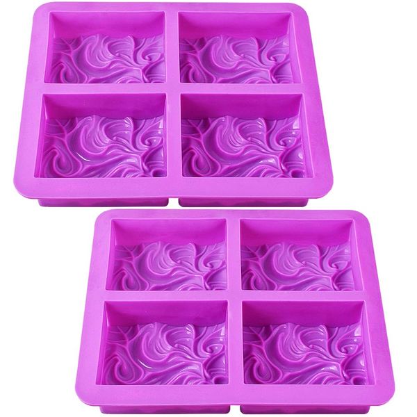 Newk Silicone Soap Molds, 2 Packs 4-Cavities DIY Handmade Soap Mold with Vivid Wave Pattern for Milk Soap (3.5 Oz Cavities)