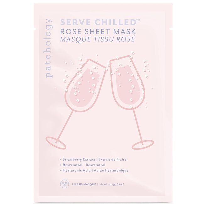 Patchology Serve Chilled Rosé Facial Sheet Mask with Hyaluronic Acid - Men and Women Face Masks Skincare Sheet for Moisturizing and Hydrating Skin - Best Face Sheets Moisturizer (1 Count)