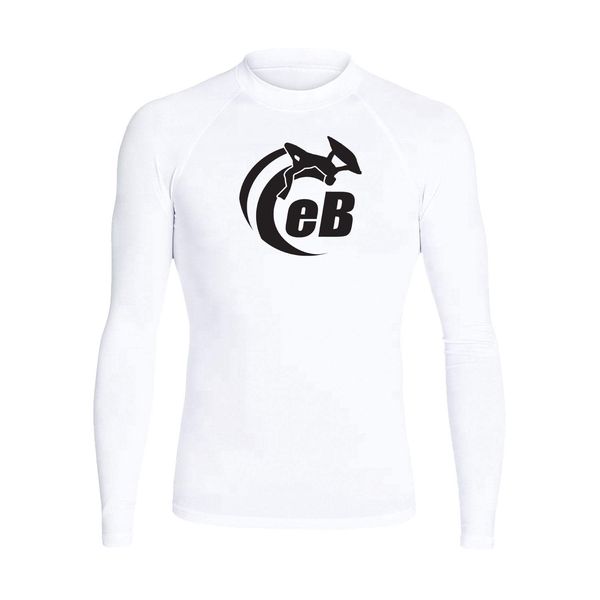eBodyboarding Launch Out Logo LS Rashguard-WH/BK-2XL White/Black