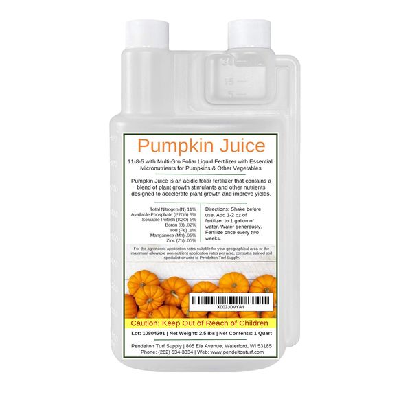 Pumpkin Juice 11-8-5 - Foliar Liquid Fertilizer with Essential Micro-nutrients for Pumpkins and Vegetables (1 Quart)