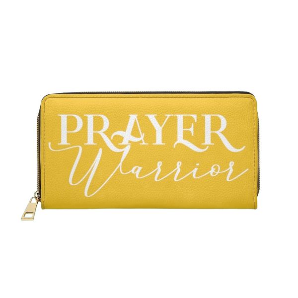 Womens Wallet, Zip Purse, Yellow & White Prayer Warrior - One size