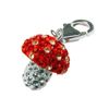 QUALITY UK Sterling Silver Red & White Crystal Toadstool 15 x 13mm