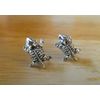 Sterling Silver Small 13x10mm Horned Toad Frog Stud Posts Earrings! 