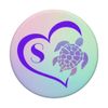 Purple Monogram Letter S Initial Turtle Heart PopSockets Adhesive PopGrip