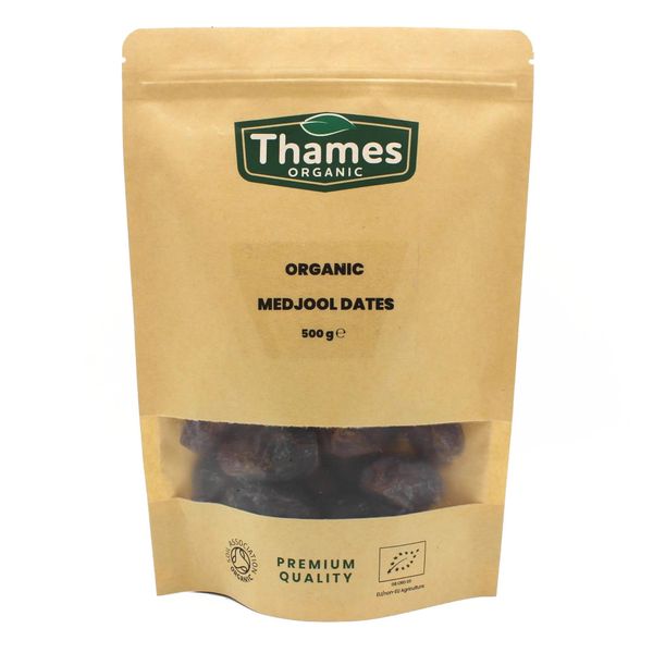 Organic Medjool Dates 500g - Whole and Juicy Dates, No Additives or Preservatives - Vegan, GMO-Free, Certified Organic - Delicious and Nutritious Snack, Perfect for Baking and Cooking - Thames Organic